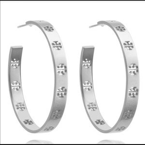 Silver Tory Burch Hoop Earrings